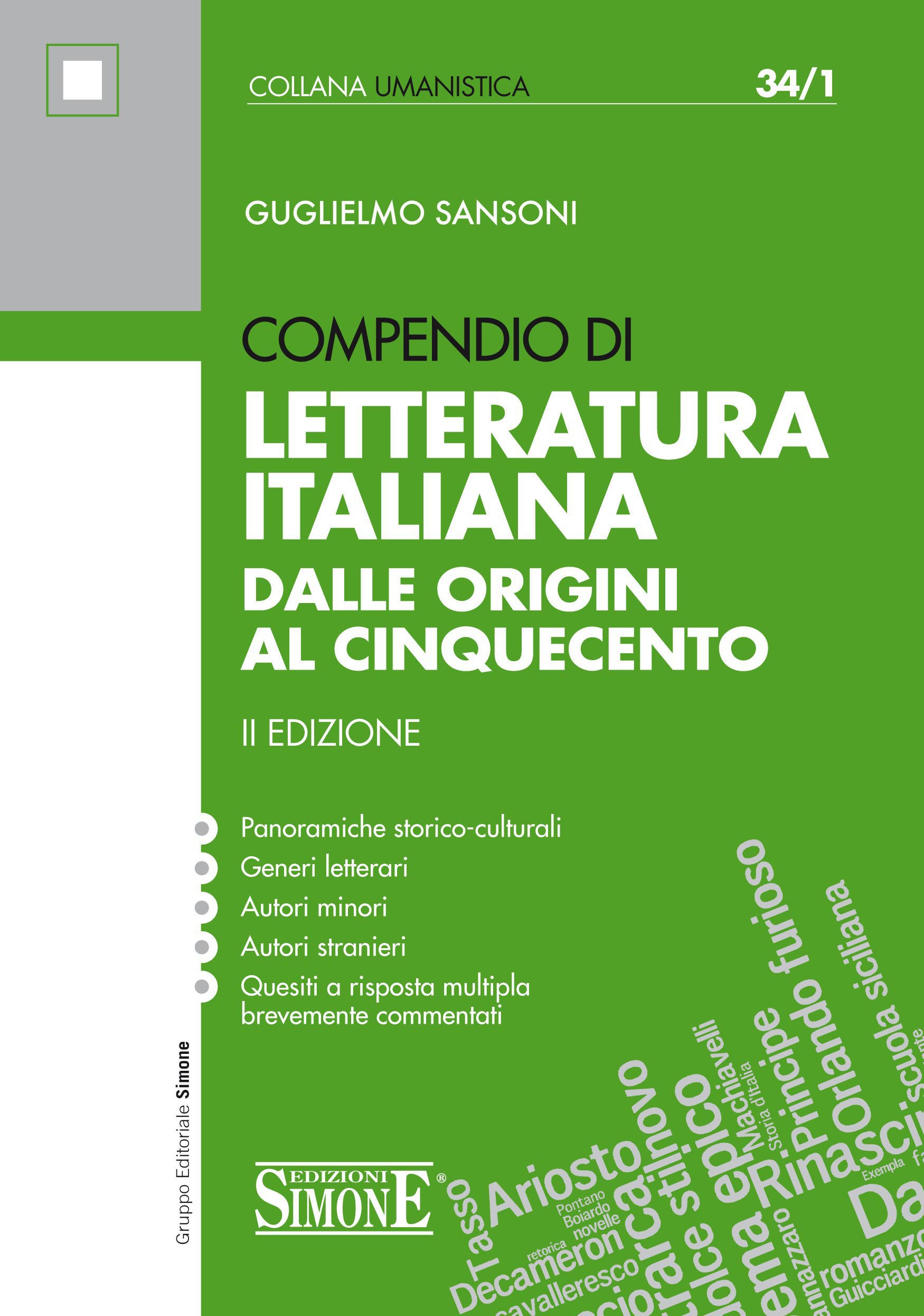 Compendio di Letteratura Italiana dalle Origini al Cinquecento - Librerie.coop