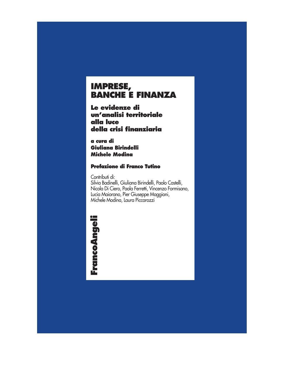 Imprese, banche e finanza. Le evidenze di un'analisi territoriale alla luce della crisi finanziaria - Librerie.coop