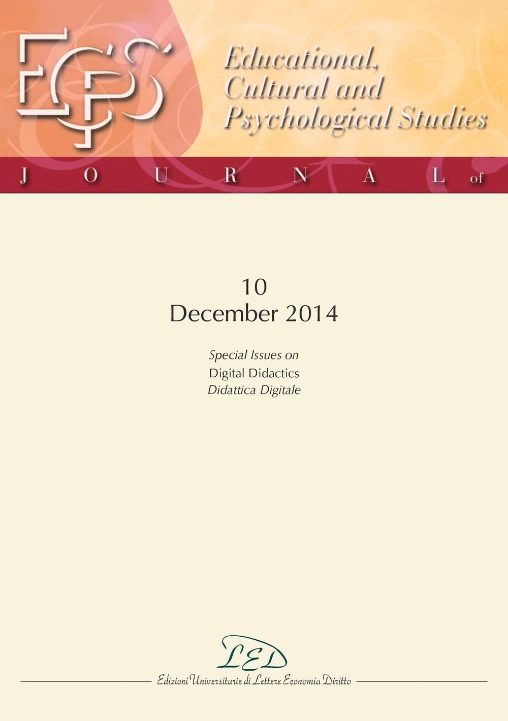 Journal of Educational, Cultural and Psychological Studies (ECPS Journal) No 10 (2014) - Librerie.coop