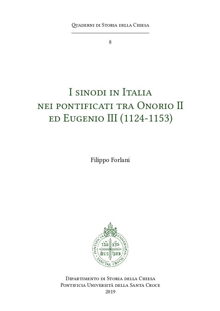 I sinodi in Italia nei ponticati tra Onorio II ed Eugenio III (1124-1153) - Librerie.coop