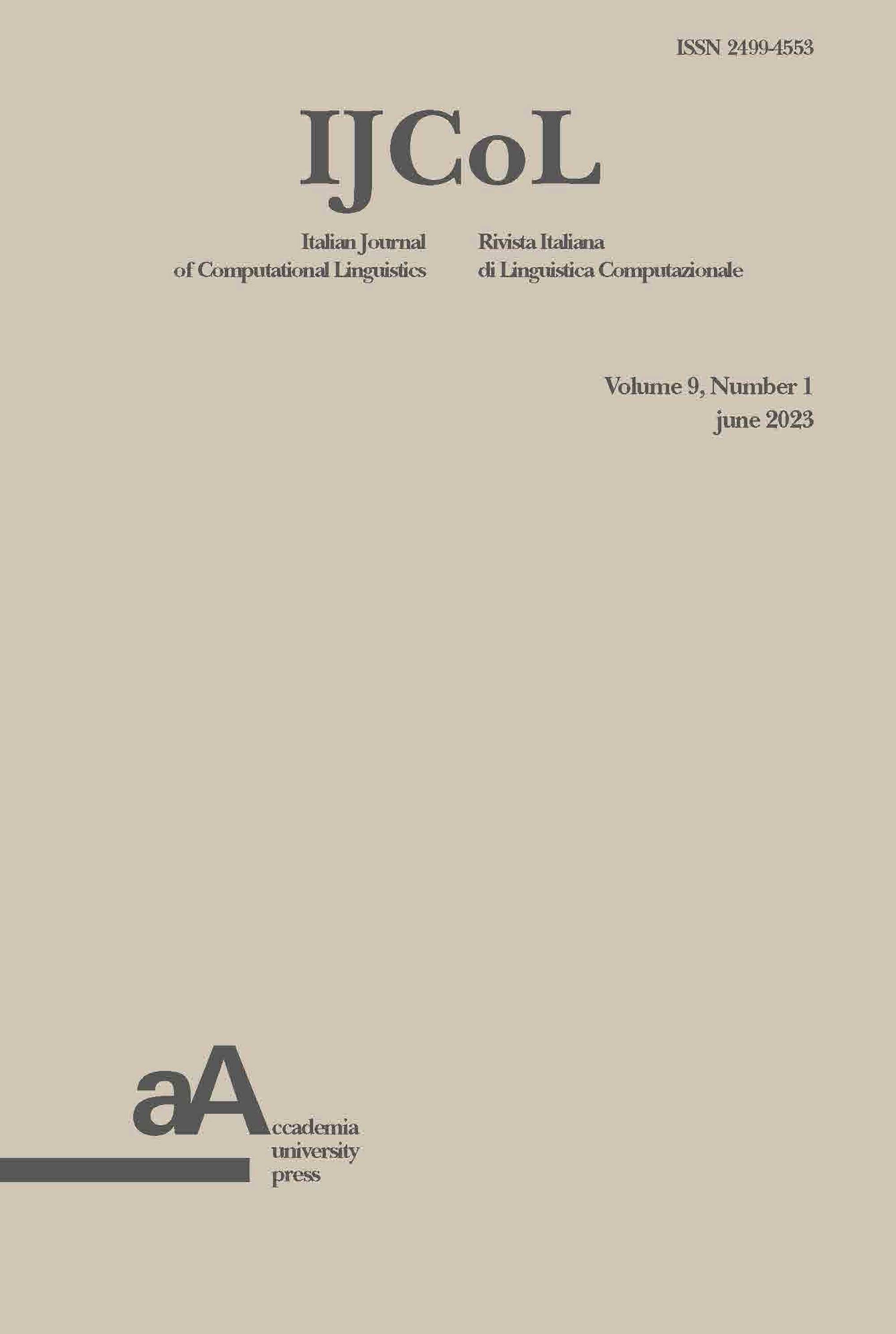 IJCoL - Italian Journal of Computational Linguistics vol. 9, n.1 june 2023 - Librerie.coop